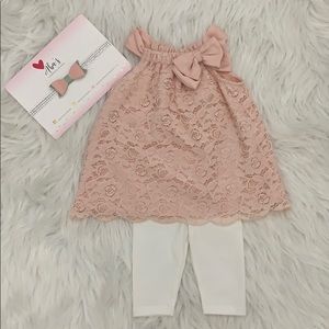 Baby girl cute 2-piece set sleeveless lace shirt